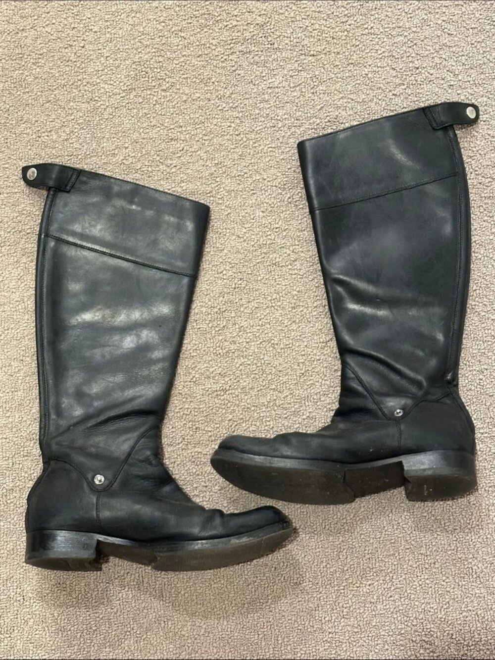 Vintage DSQUARED2 leather asymmetric bias cut button tab equestrian riding boots